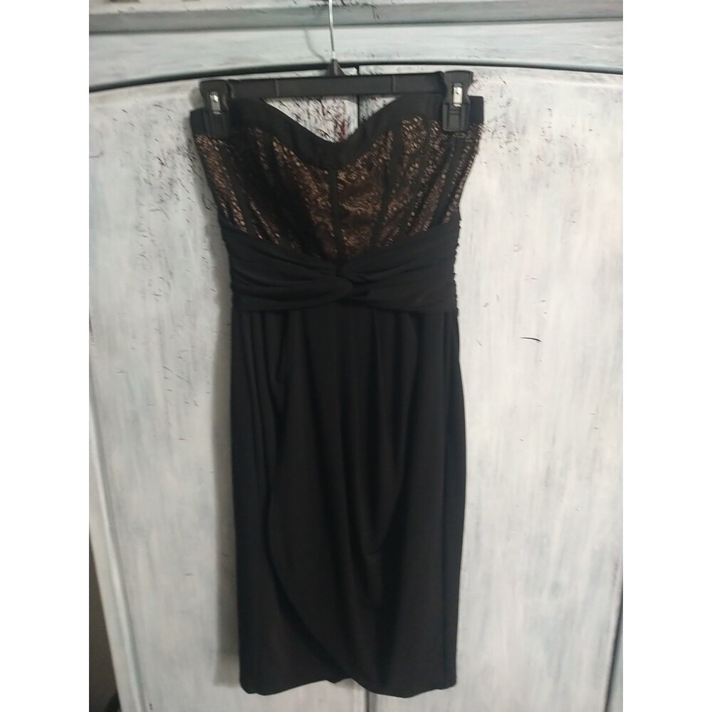 Jessica Simpson Strapless Knee-length Dress Black Size 4 Vintage Y2K Sexy...